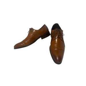 CARRUCCI ROMA MENS 13 LEATHER WHOLE CUT WINGTIP OXFORDS COGNAC BROWN LACE UP
